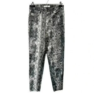 Zara Snakeskin Print Jeans High Waisted Ankle Cropped Raw Hem Grey  Cream Size 2